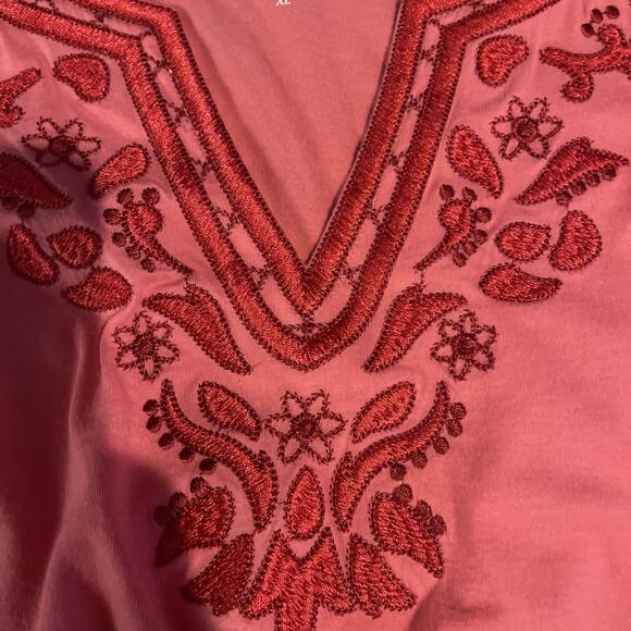3 for $25-Laura Scott - Orange-Embroidery -V-neck 3/4 Sleeves Knit Top - Size XL - Picture 4 of 8